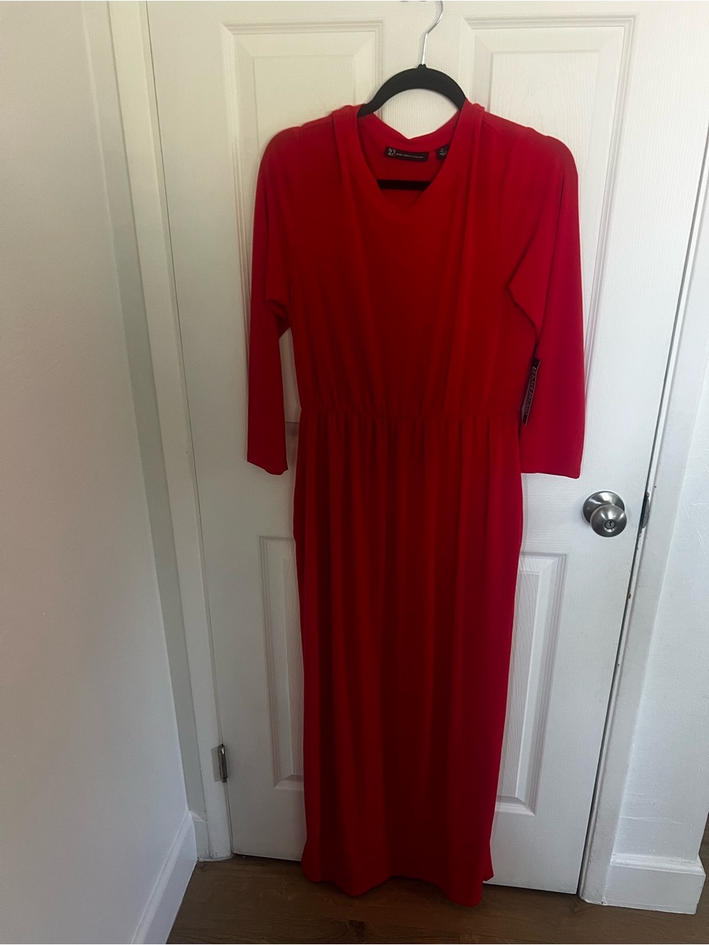 New York & Company Red Long Sleeve Maxi Dress